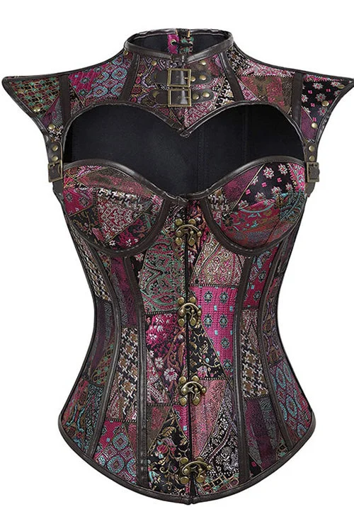 Gothic Purple Prints Lace-Up Bustier Corset Top