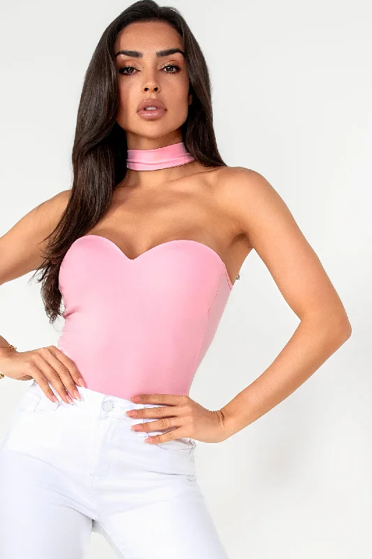 Jessie Pink Choker Bodysuit