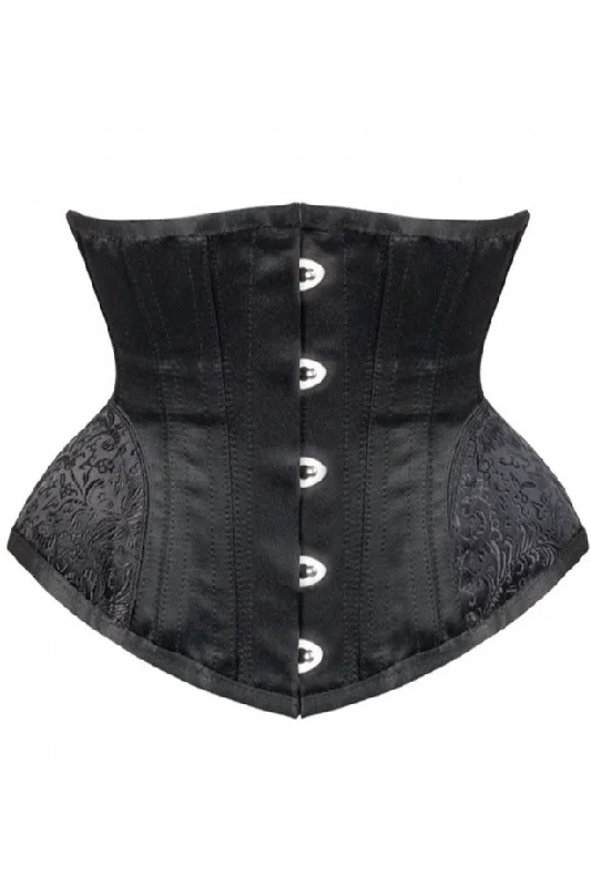 Black Underbust Corset Steel Boned Waist Trainer