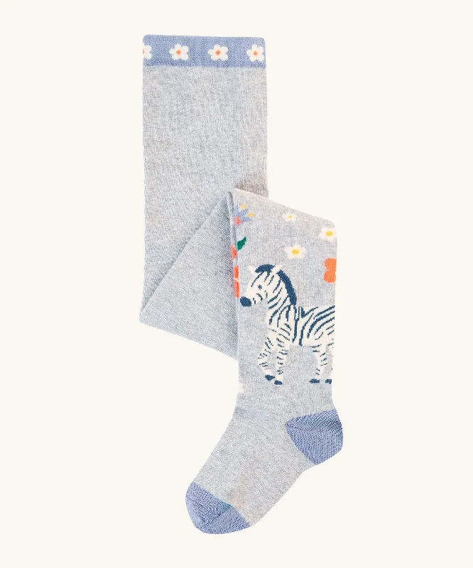 Frugi Norah Tights - Grey Marl/Zebra