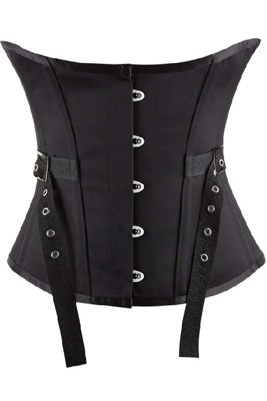 Black Lace-Up Boned Underbust Corset Top