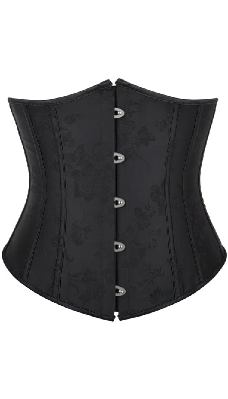 Black Jacquard Lace-Up Underbust Corset Top