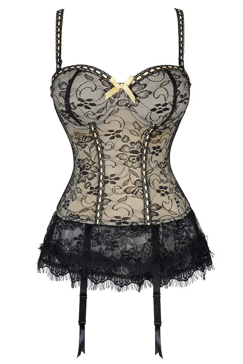 Apricot Straps Lace Bustier Corset Top