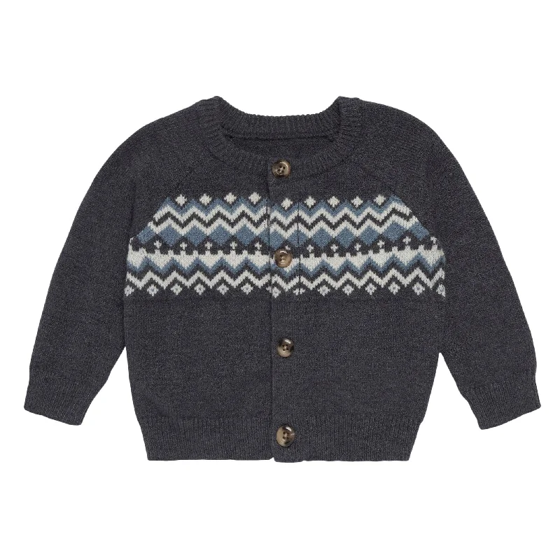 Baby Boys Dark Grey Heather Fair Isle Sweater