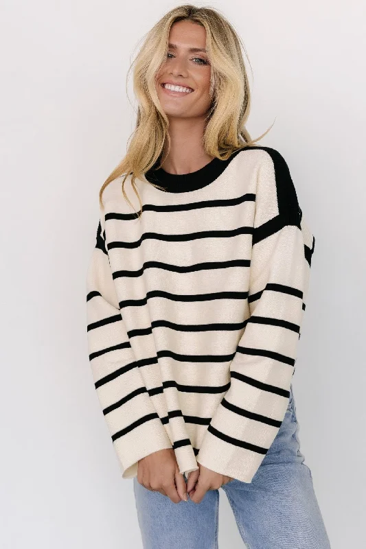 Conway Striped Sweater | Cream + Black