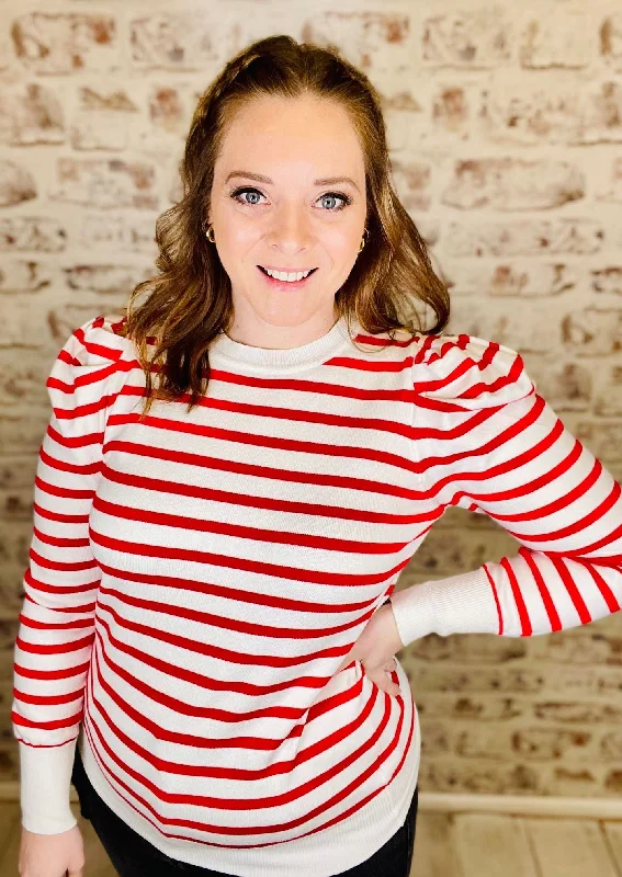 Puff Red Stripe Sweater