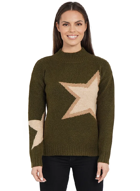 Women's Hunter Green Star Sweater