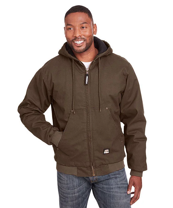 HJ375 - Berne Mens Highland Washed Cotton Duck Hooded Jacket