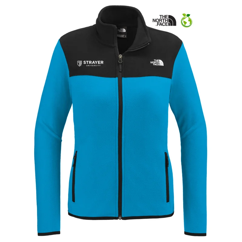 NEW STRAYER The North Face® Ladies Glacier Full-Zip Fleece Jacket - Hero Blue/ TNF Black