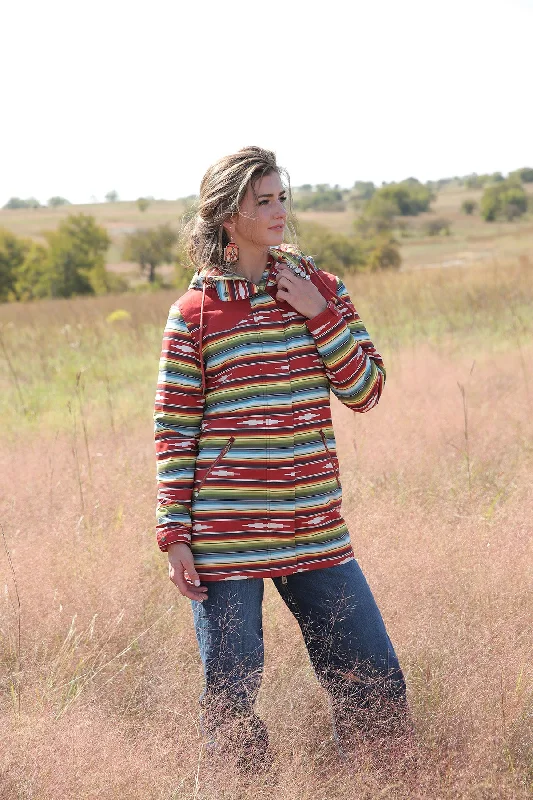 Cruel Girl Blanket Serape Stripe Hooded Jacket