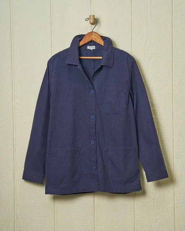 Women's French Workman’s Jacket in Navy Herringbone