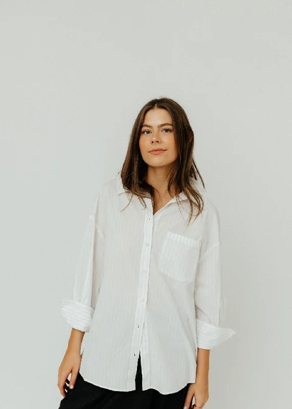 Anine Bing Mika Shirt in White & Black Stripe