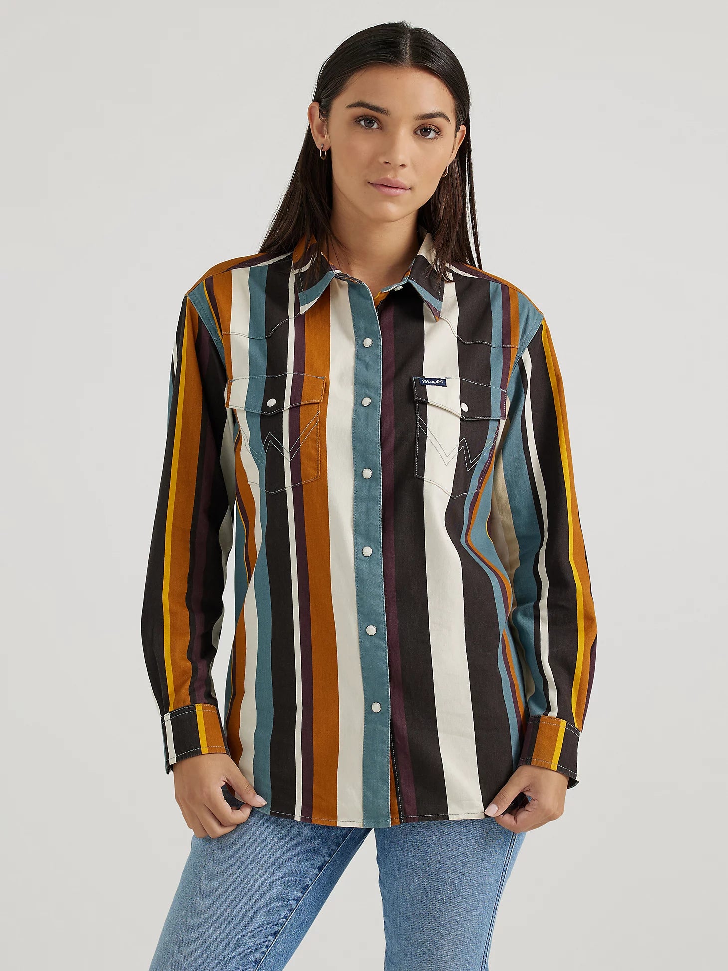 Wrangler Brushpopper Stripe Cowboy Snap Shirt