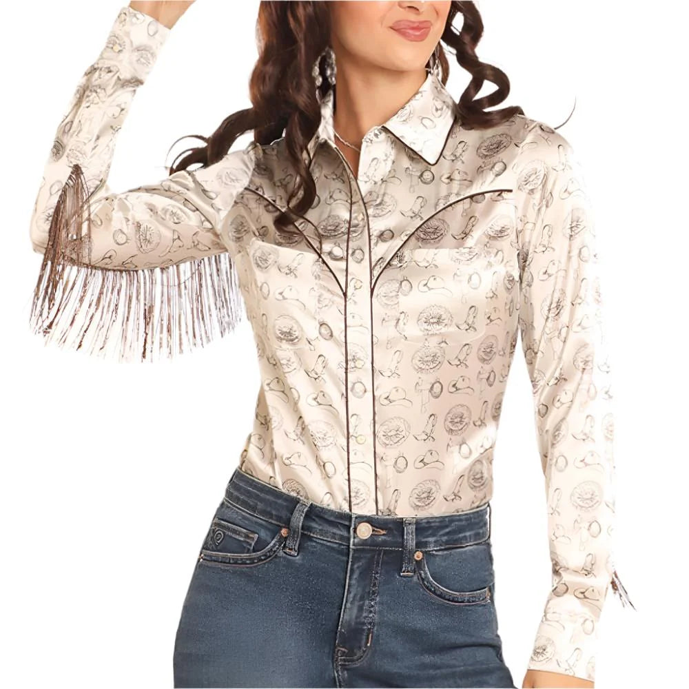 Rock & Roll Denim Satin Western Shirt