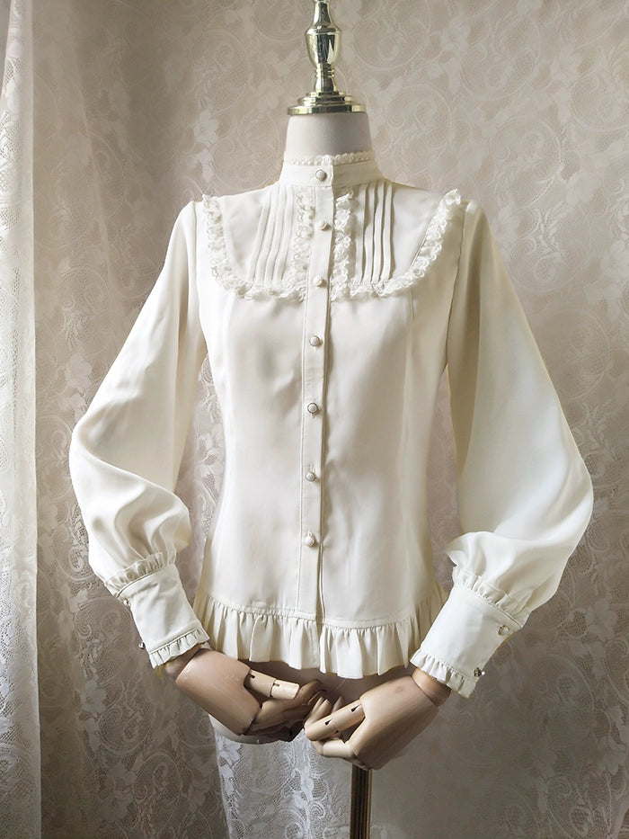 Youlan Lane~Classic Lolita Shirt Elegant Lollita Blouse With Stand Collar