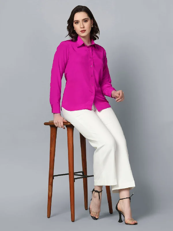 Collared Crepe Shirt- Pink