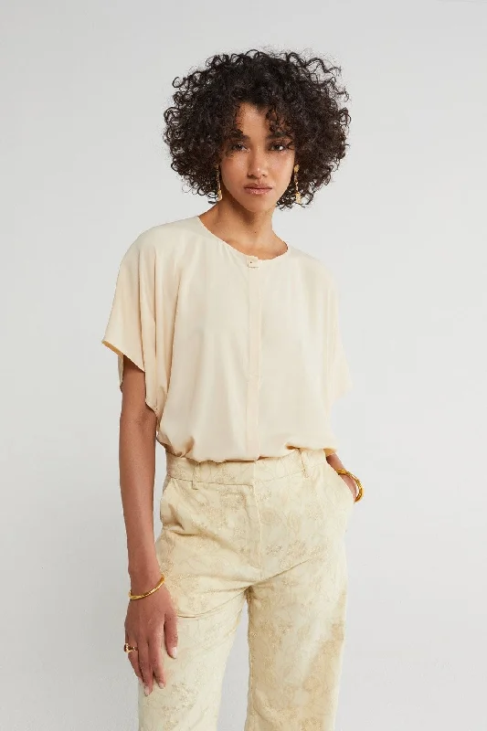 Silk Blend Half-Sleeve Shirt