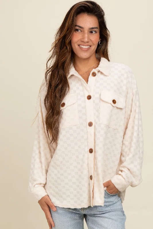 Ivory Checker Plaid Button Down Shirt