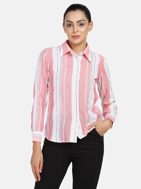 Striped Cotton Shirt - Peach