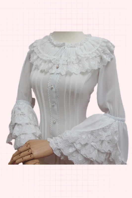 Yilia~Retro Lolita Shirt Princess Long Sleeve Lolita Blouse