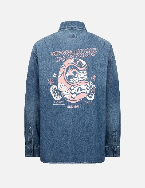 Daruma Print Denim Shirt