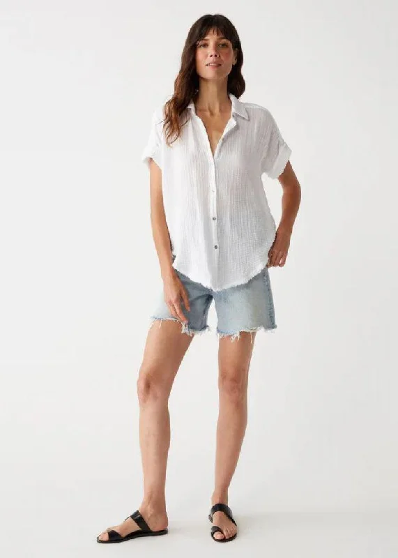 Michael Stars Bailey Gauze Button Down Shirt- White ***FINAL SALE***