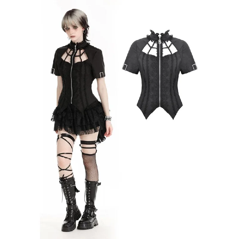 Women's Punk Irregular Stand Collar Shirt