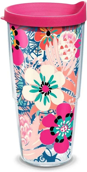 Bright Wild Blooms Fuschia Pink Lid 24 oz Tervis Tumbler