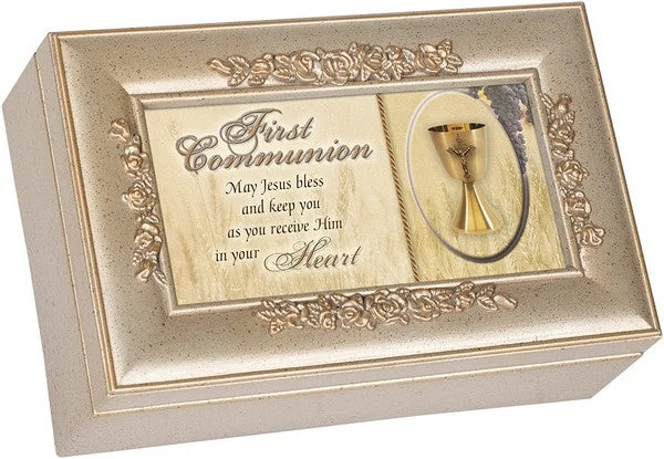 First Communion Jewelry Music Box Plays How Great Thou Art