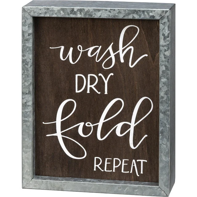 Inset Wood Sign - Wash Dry Fold Repeat