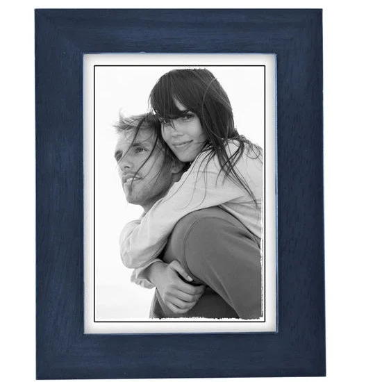 Malden Linear Classic Wood 5"x7" Photo Frame, Blue