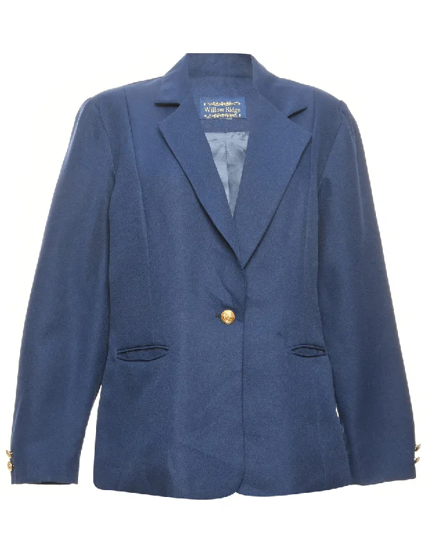 Blue Two Pockets Gold Button Blazer - L