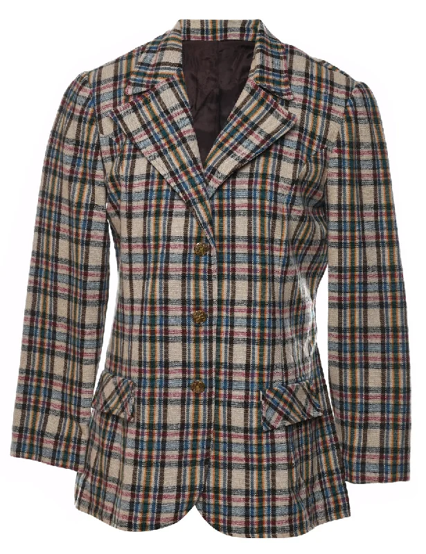 Checked Multi-Colour Blazer - M