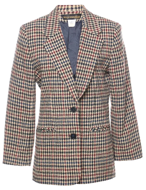 Checked Navy & Maroon Blazer - L