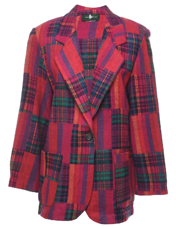 Checked & Tartan Green & Red Blazer  - L