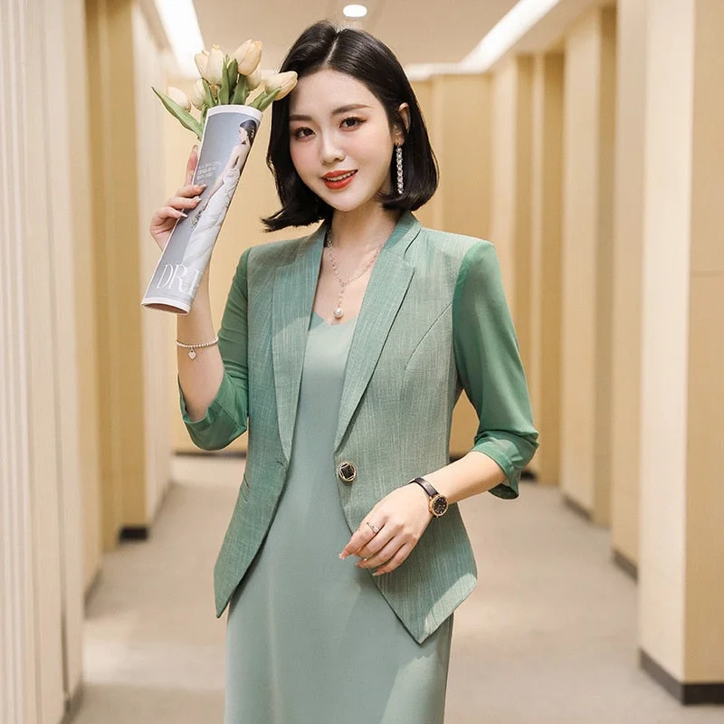 Elegant Summer Women's Half Sleeves Blazer Coat Jackets Work Wear