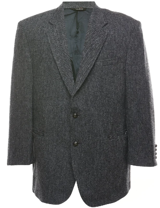 Herringbone Tweed Grey Blazer - L