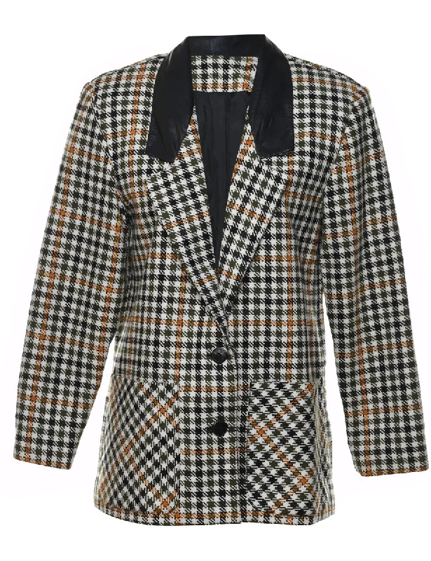 Houndstooth Black & Orange Classic Blazer - M