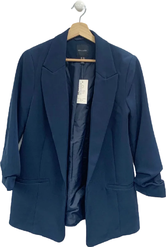 New Look Blue Ruched Sleeve Blazer UK 12