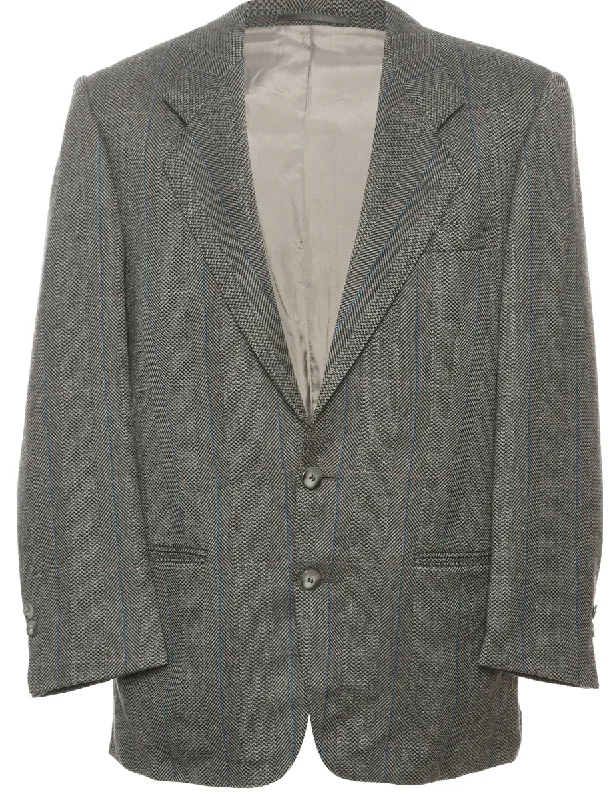 Single Breasted Grey & Blue Blazer - M