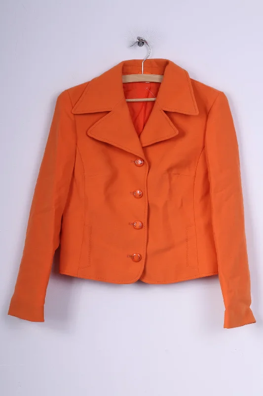 Trevira Womens 40 M Blazer Single Breasted Orange Jacket Vintage