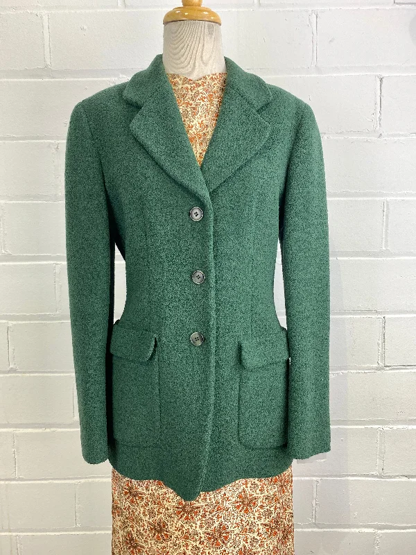 Vintage 1990s Green Bouclé Wool Giorgio Armani Blazer, B39"