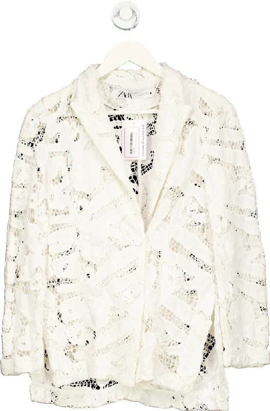 ZARA White Lace Blazer UK S