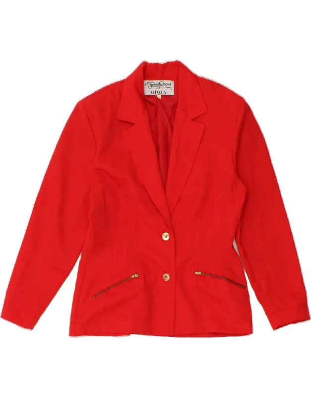 EGON FURSTENBERG Womens 2 Button Blazer Jacket UK 14 Large Red