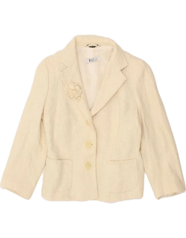 MARELLA Womens 3 Button Blazer Jacket UK 12 Medium Beige Cotton