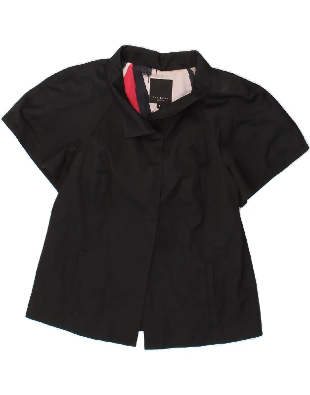 TED BAKER Womens Loose Fit Short Sleeve Blazer Jacket Size 1 XS Black