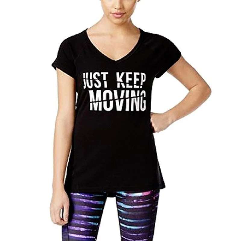 Ideology Women's Keep Moving Graphic T-Shirt Noir Size Medium - Black