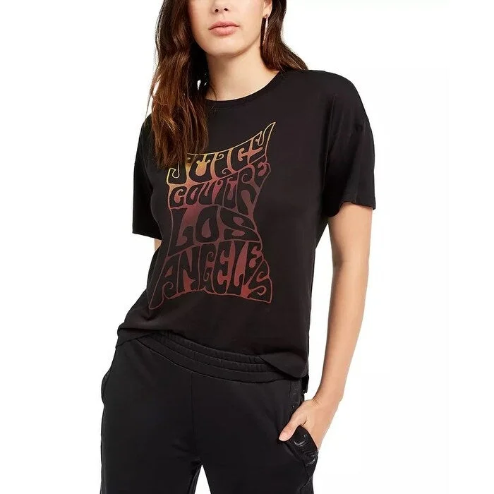 Juicy Couture Women's Ombre Logo Graphic T-Shirt Black Size X-Large