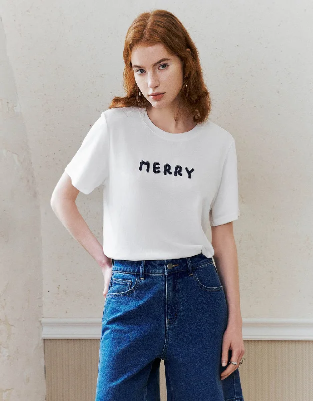 Letter Printed Crew Neck T-Shirt