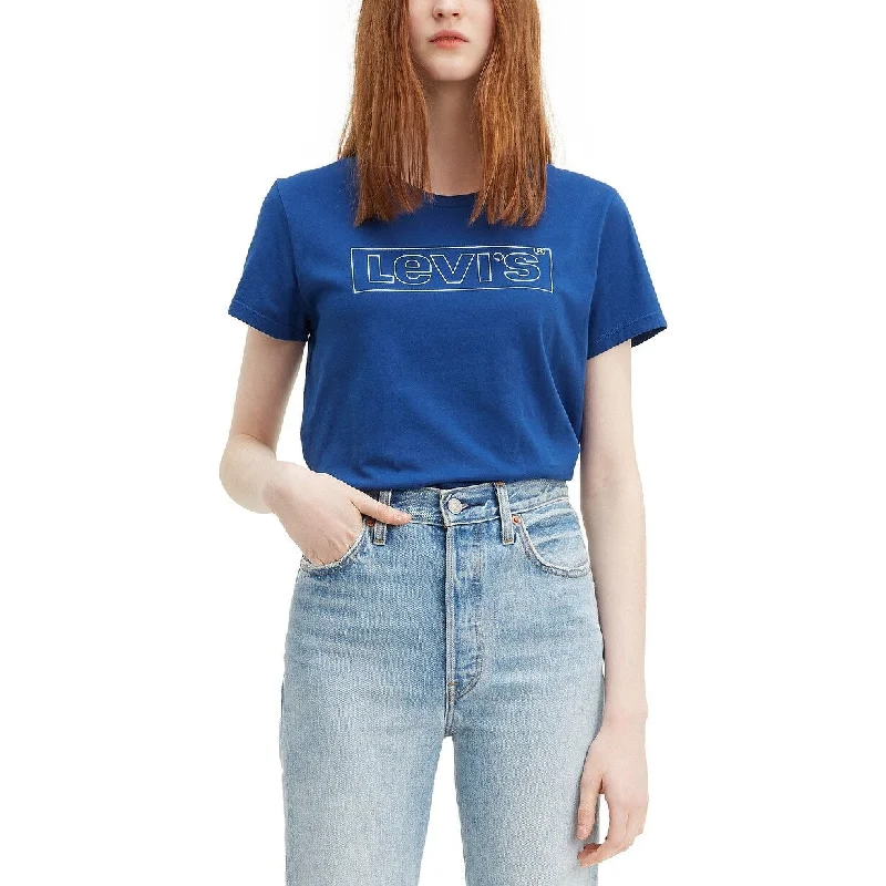 Levi's Women's Cotton The Perfect Tee Logo Graphic T-Shirt Blue Size XX-Large